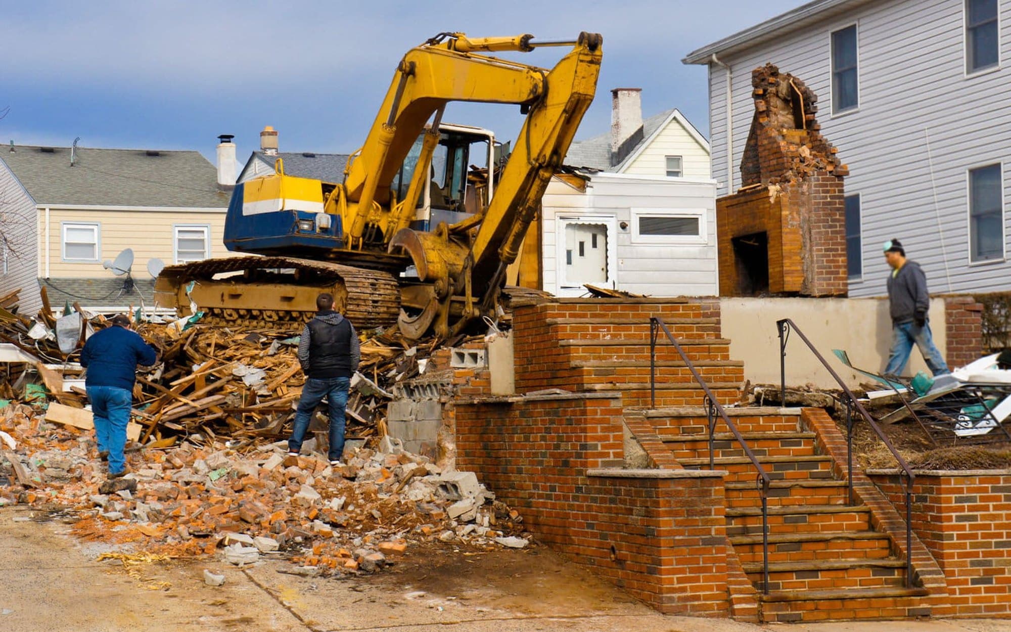 An Allied Wrecking crew working a brick demolition in Greater Boston